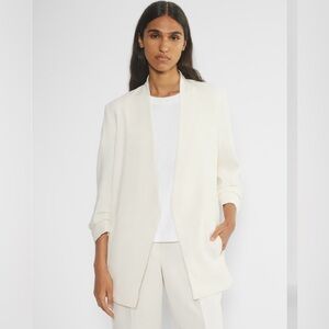 Babaton Atelier Power Blazer in Mirror Crepe Ivory Size 10 Open Front